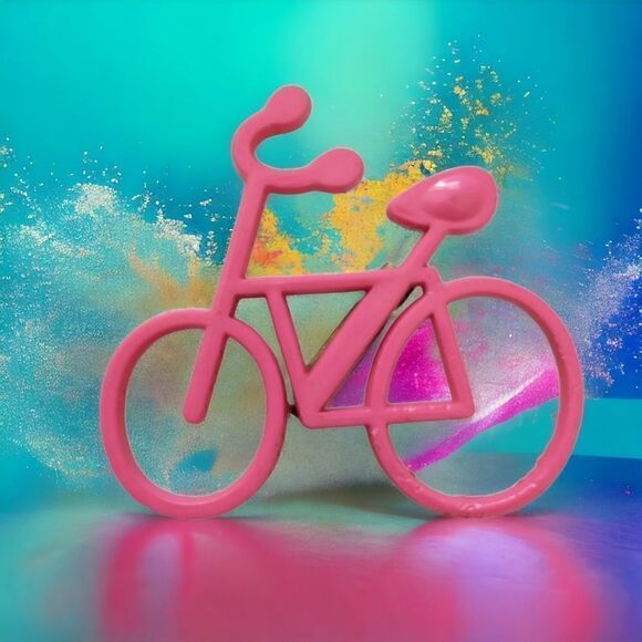 Vtg Bicycle Bike Brooch Pin Plastic Hot Pink Whimsical 70s 80s Open Work Quirky. - Picture 12 of 15